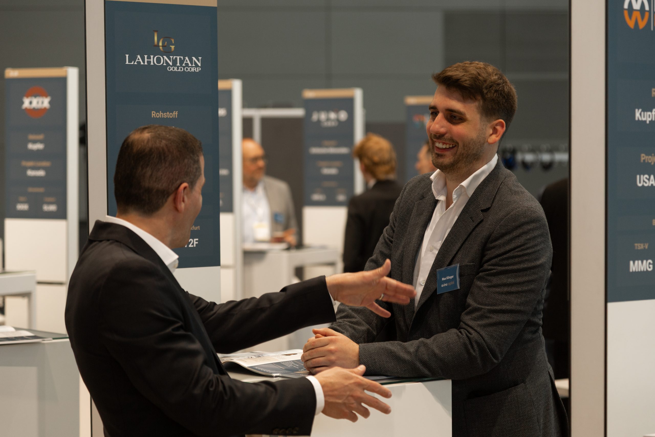 AXINO Mining Forum 2026 gallery image 16 showing investor conversations, mining company presentations and forum atmosphere in Stuttgart